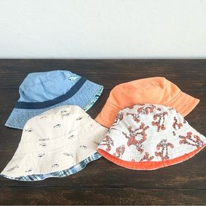 Baby Bucket Sun Hats Set of 4 Tigger, Shark Themes 12-18 mo, Excellent Condition